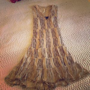 Free people brown lace dress with black slip